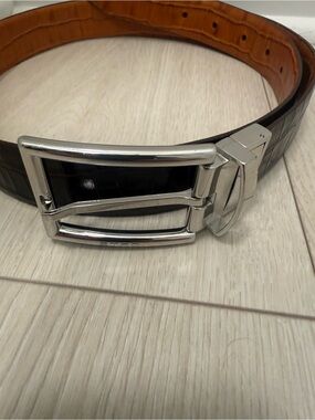 Etro Reversible Black Exterior with Tan Interior Croc-Embossed Leather Belt